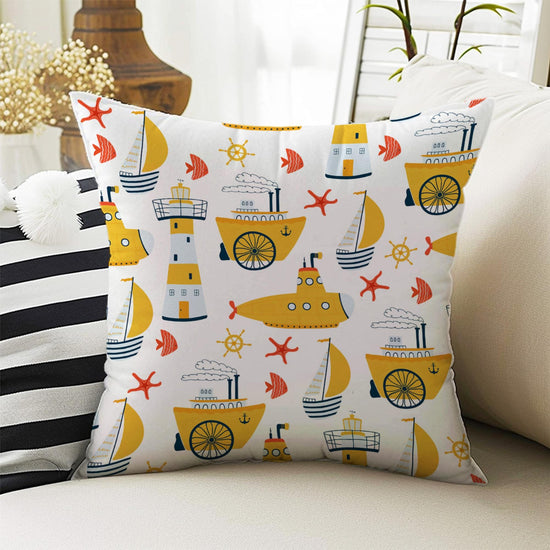 Kids Room Decor Construction Equipment Pillow Covers, Bold Nursery Cushion & Decorative Children Throw Pillowcases for Playroom