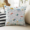 Kids Room Decor Construction Equipment Road Play Pillow Covers, Bold Nursery Cushion & Decorative Children Throw Pillowcases for Playroom