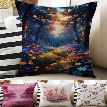 Kids Room Decor Girls Garden Floral Flowers Pillow Covers, Bold Nursery Cushion & Decorative Children Throw Pillowcases for Playroom