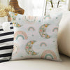 Kids Room Decor Boho Colorful Pink Rainbow Clouds Pillow Covers, Bold Nursery Cushion & Decorative Children Throw Pillowcases for Playroom