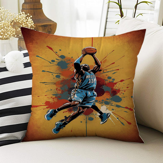 Kids Room Decor Sports Balls Basketball Pillow Covers, Bold Nursery Cushion & Decorative Children Throw Pillowcases for Playroom