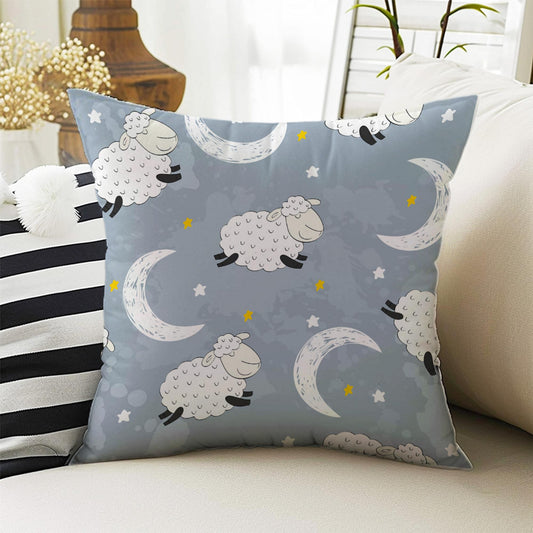 Kids Room Decor Cute Lamb Sheep Moon Star Pillow Covers, Bold Nursery Cushion & Decorative Children Throw Pillowcases for Playroom