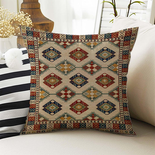 Turkish Kilim Pillow Covers - Vintage Rug Design Cushion Case, Retro Print Throw Pillow Accent for Boho Home Decor