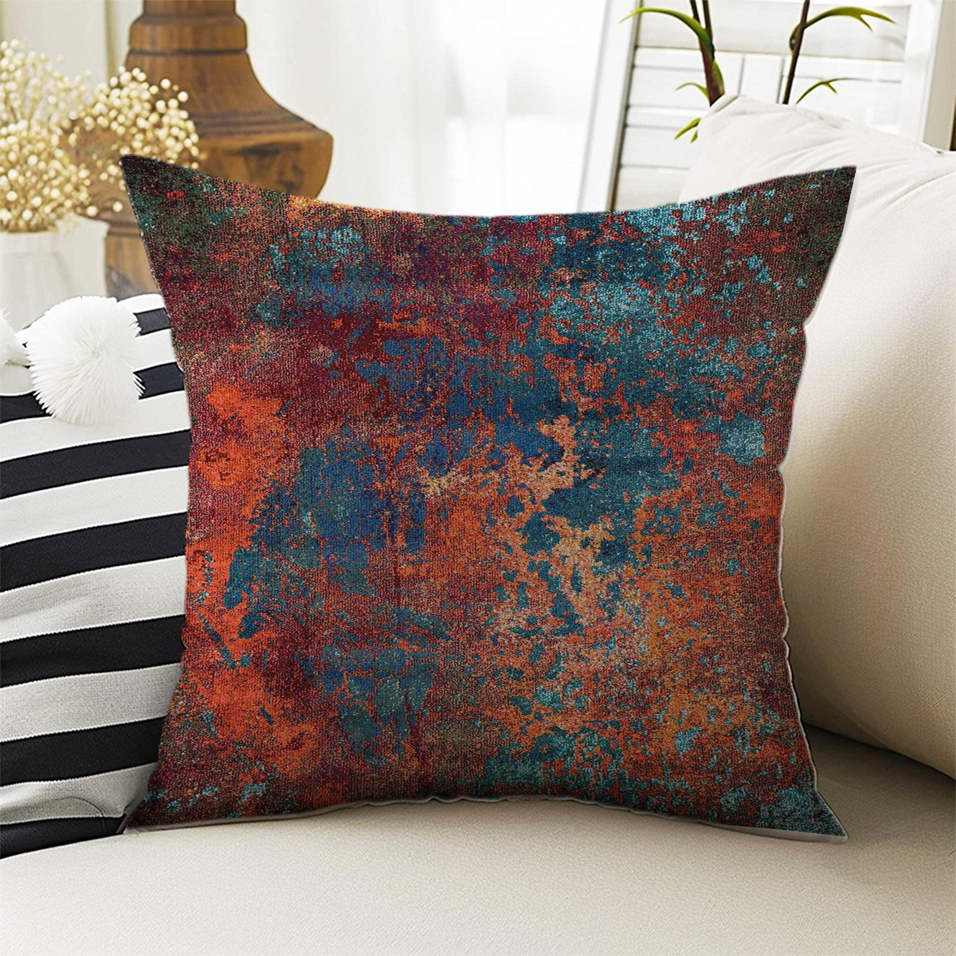 Rug Design Pillow Covers - Turkish Kilim Pattern Cushion Case, Boho Print Throw Pillow, Vintage Style Accent Pillow Covers