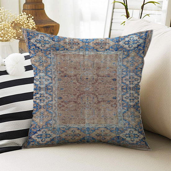 Rug Design Pillow Covers - Colorful Turkish Kilim Pattern Cushion Case, Tradional Print Throw Pillow, Vintage Style Accent Pillow Covers