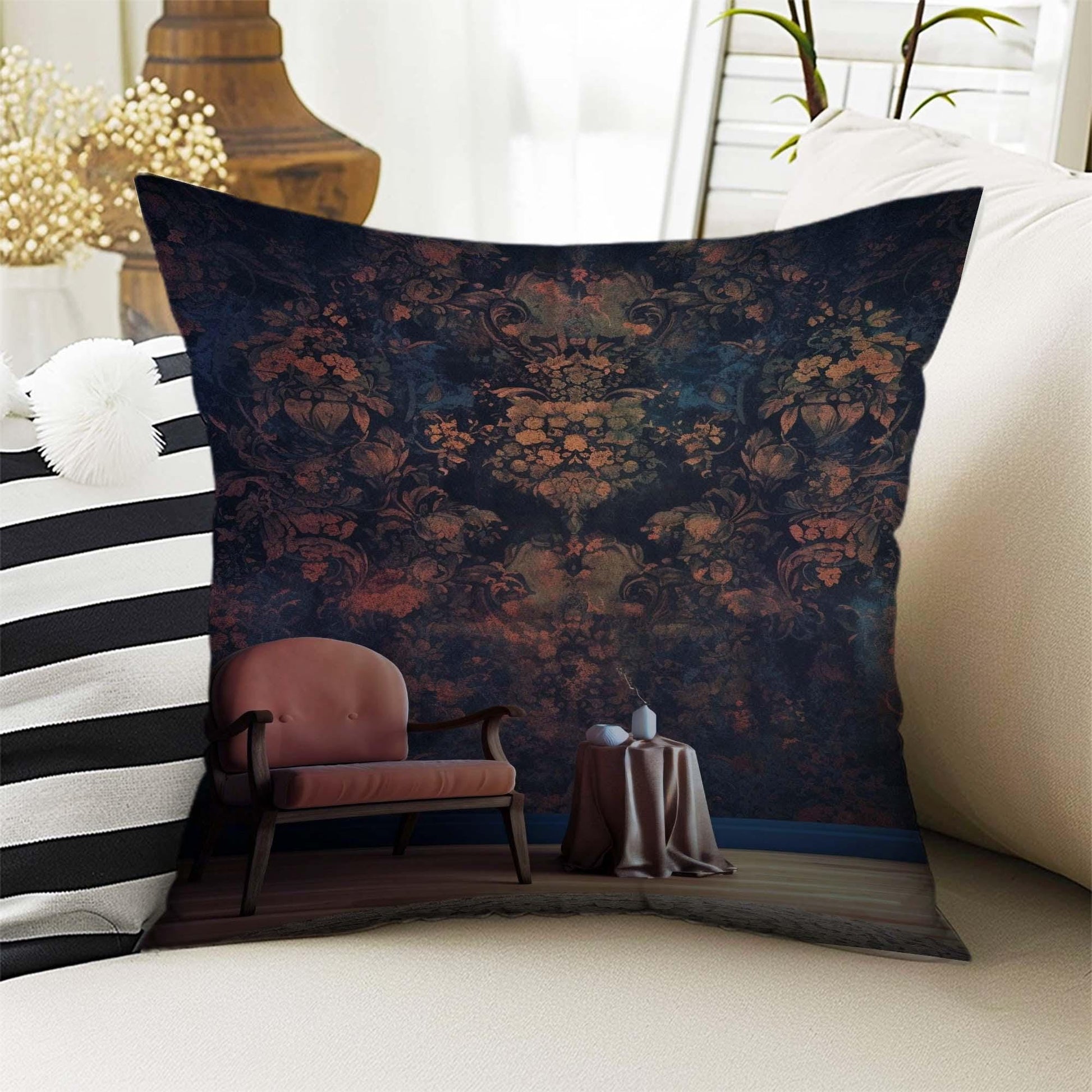 Dark Academia Pillow Cover, Gothic Rooms Cushion, Victorian Castle Decorative Throw Pillowcase, Moody Home Decor Accent