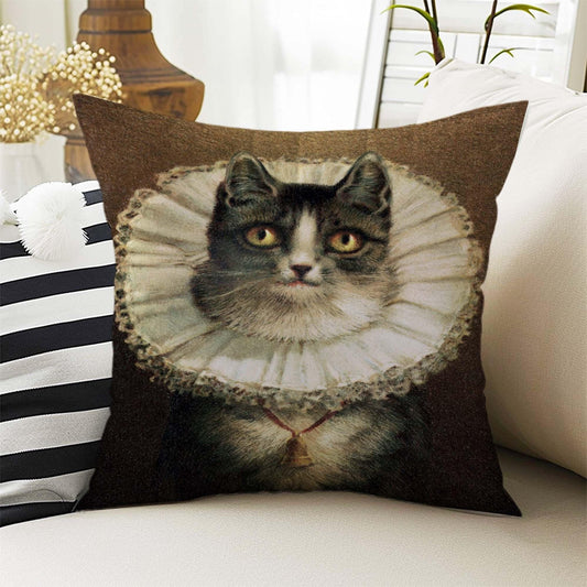 Dark Academia Pillow Cover, Gothic Cats Cushion, Victorian Black Cat Decorative Throw Pillowcase, Moody Home Decor Accent