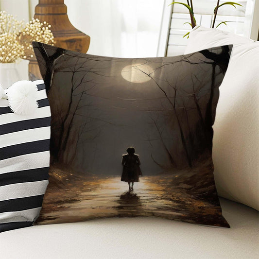 Dark Academia Pillow Cover, Gothic Girl Cushion, Goth Women Decorative Throw Pillowcase, Moody Home Decor Accent