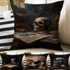 Dark Academia Pillow Cover, Gothic Skull Cushion, Goth Skeleton Decorative Throw Pillowcase, Moody Home Decor Accent