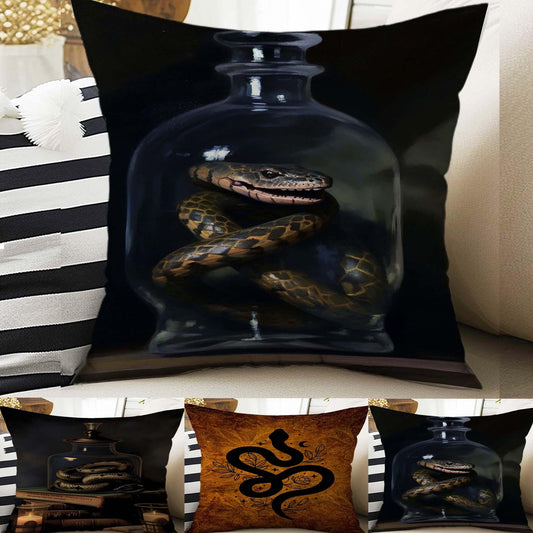 Dark Academia Pillow Cover, Gothic Snake Cushion, Goth Decorative Throw Pillowcase, Moody Home Decor Accent