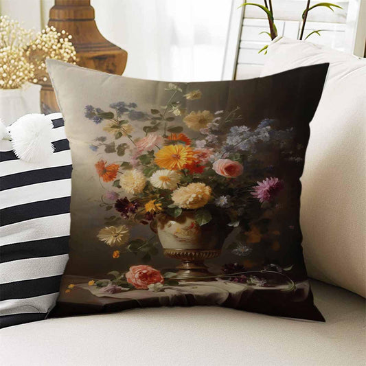 Dark Academia Moody Pillow Cover, Victorian Flowers Cushion, Decorative Throw Pillowcase, Dark Cottagecore Floral Home Decor