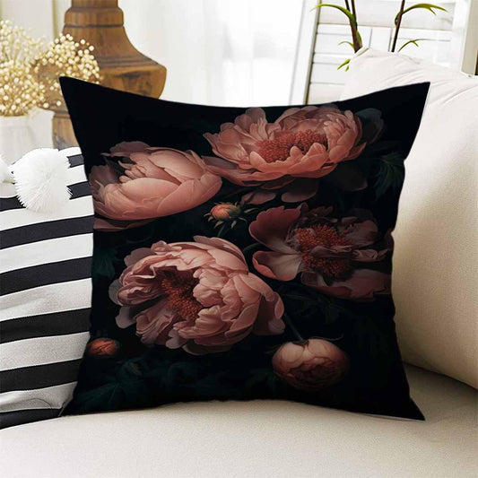 Dark Academia Moody Pillow Cover, Victorian Flowers Cushion, Decorative Throw Pillowcase, Dark Cottagecore Floral Home Decor