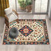 Persian Vintage Style Rug, Blue Red Turkish Floral Carpet, Soft Textured Kitchen Runner, Bohemian Area Rugs for Living Room & Bedroom