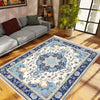 Persian Vintage Style Rug, Dark Blue Retro Turkish Floral Carpet, Soft Textured Kitchen Runner, Bohemian Area Rugs for Living Room & Bedroom