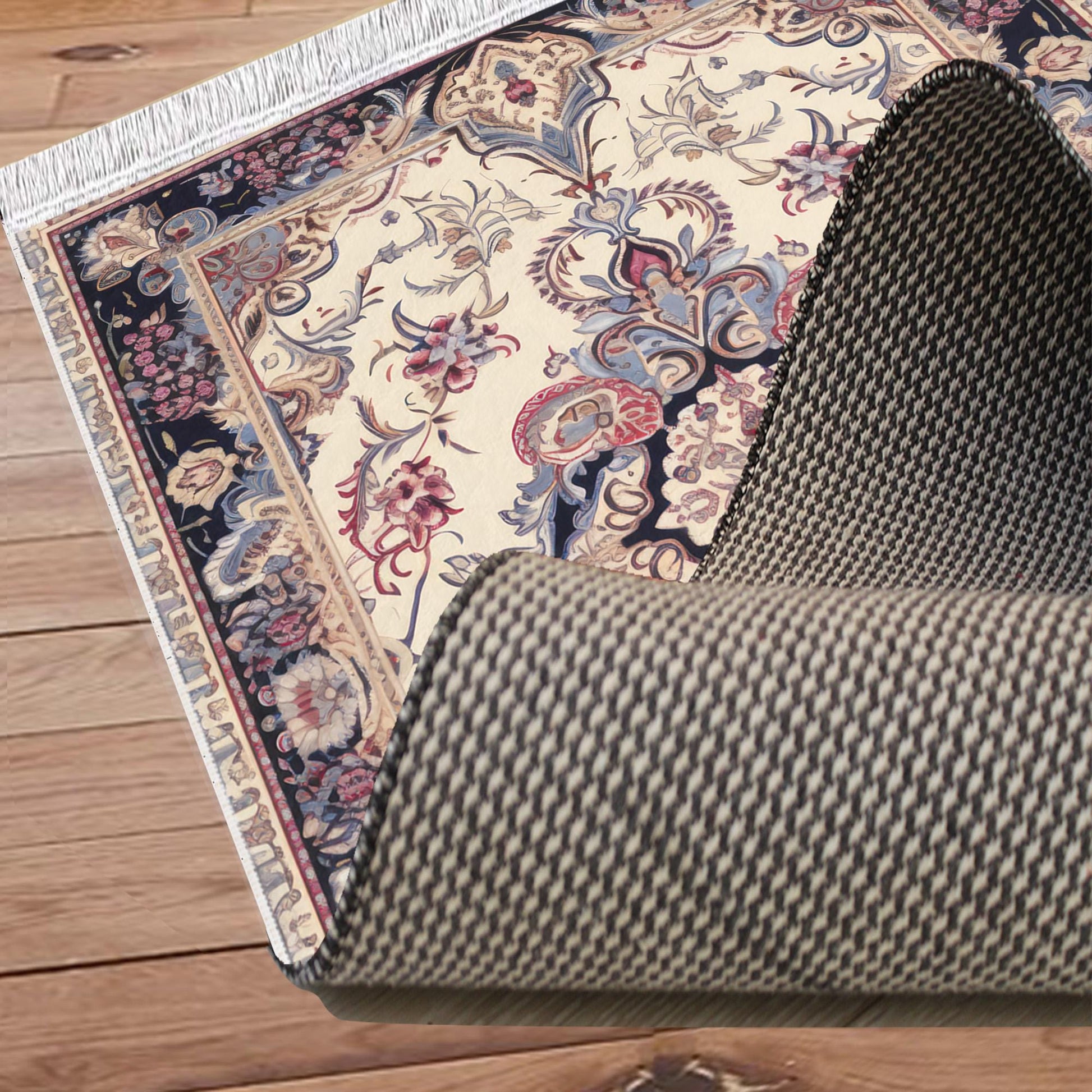 Persian Vintage Style Rug, Red Gray Retro Turkish Floral Carpet, Soft Textured Kitchen Runner, Bohemian Area Rugs for Living Room & Bedroom