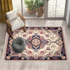 Persian Vintage Style Rug, Red Gray Retro Turkish Floral Carpet, Soft Textured Kitchen Runner, Bohemian Area Rugs for Living Room & Bedroom