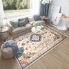 Persian Vintage Style Rug, Cream Red Green Turkish Floral Carpet, Soft Textured Kitchen Runner, Bohemian Area Rugs for Living Room & Bedroom