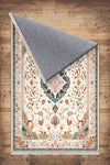 Persian Vintage Style Rug, Cream Red Green Turkish Floral Carpet, Soft Textured Kitchen Runner, Bohemian Area Rugs for Living Room & Bedroom