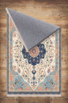 Persian Vintage Style Rug, Blue Cream Brown Turkish Floral Carpet, Soft Textured Kitchen Runner, Bohemian Area Rugs for Living Room Bedroom