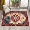 Persian Vintage Style Rug, Blue Red Burgundy Turkish Ottoman Carpet, Soft Textured Kitchen Runner Bohemian Area Rug for Living Room Bedroom