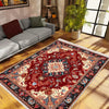 Persian Vintage Style Rug, Red Burgundy Turkish Ottoman Carpet, Soft Textured Kitchen Runner Bohemian Area Rug for Living Room Bedroom