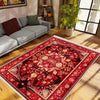Persian Vintage Style Rug, Red Burgundy Turkish Ottoman Carpet, Soft Textured Kitchen Runner, Bohemian Area Rug for Living Room Bedroom