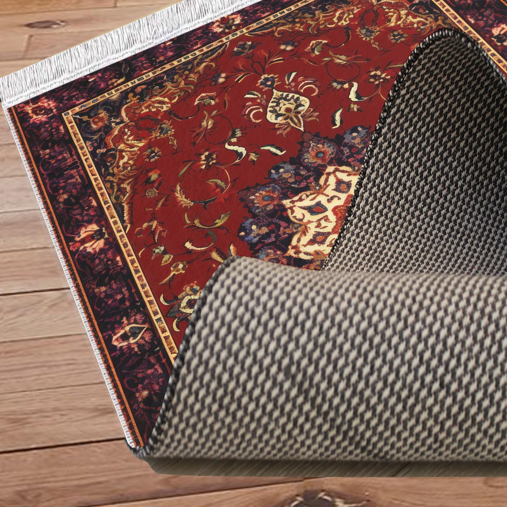 Persian Vintage Style Rug, Red Burgundy Turkish Ottoman Carpet, Soft Textured Kitchen Runner, Bohemian Area Rug for Living Room Bedroom