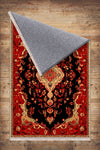 Persian Vintage Style Rug, Red Black Turkish Ottoman Carpet, Soft Textured Kitchen Runner, Bohemian Area Rug for Living Room Bedroom