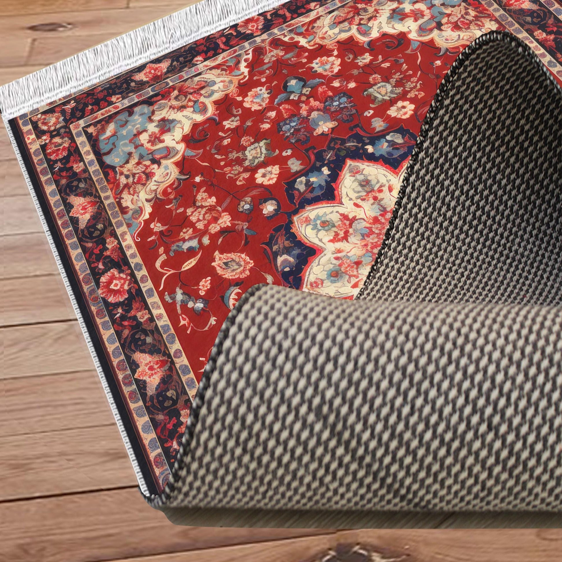 Persian Vintage Style Rug, Red Burgundy Turkish Ottoman Carpet, Soft Textured Kitchen Runner, Bohemian Area Rug for Living Room Bedroom