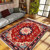 Persian Vintage Style Rug, Red Burgundy Turkish Ottoman Carpet, Soft Textured Kitchen Runner, Bohemian Area Rug for Living Room Bedroom