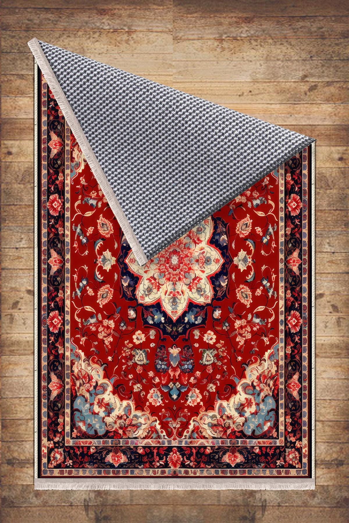Persian Vintage Style Rug, Red Burgundy Turkish Ottoman Carpet, Soft Textured Kitchen Runner, Bohemian Area Rug for Living Room Bedroom