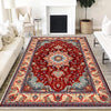 Persian Vintage Style Rug, Red Brown Green Turkish Ottoman Carpet, Soft Textured Kitchen Runner, Bohemian Area Rug for Living Room Bedroom
