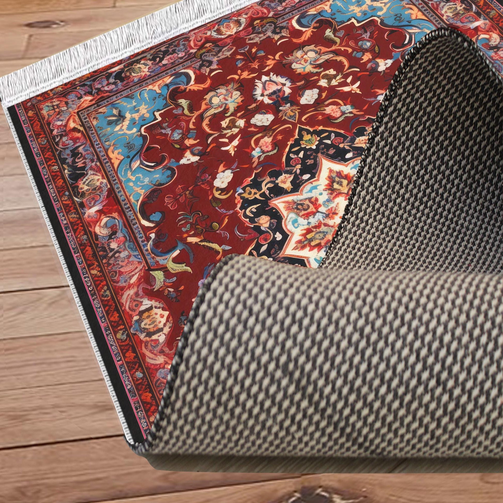 Persian Vintage Style Rug, Red Brown Green Turkish Ottoman Carpet, Soft Textured Kitchen Runner, Bohemian Area Rug for Living Room Bedroom