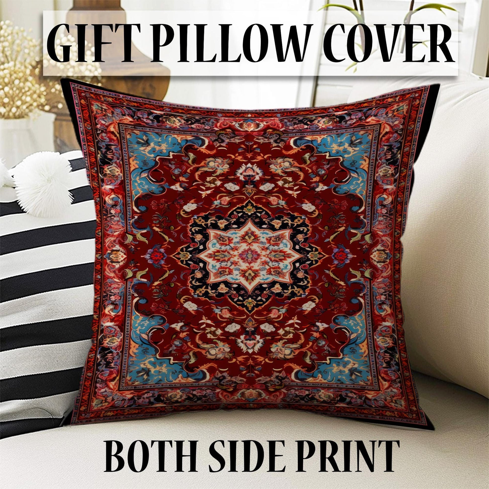 Persian Vintage Style Rug, Red Brown Green Turkish Ottoman Carpet, Soft Textured Kitchen Runner, Bohemian Area Rug for Living Room Bedroom