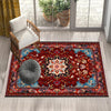 Persian Vintage Style Rug, Red Brown Green Turkish Ottoman Carpet, Soft Textured Kitchen Runner, Bohemian Area Rug for Living Room Bedroom