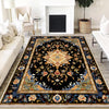 Persian Victorian Style Rug, Blue Black Turkish Ottoman Carpet, Soft Textured Kitchen Runner, Bohemian Area Rug for Living Room Bedroom