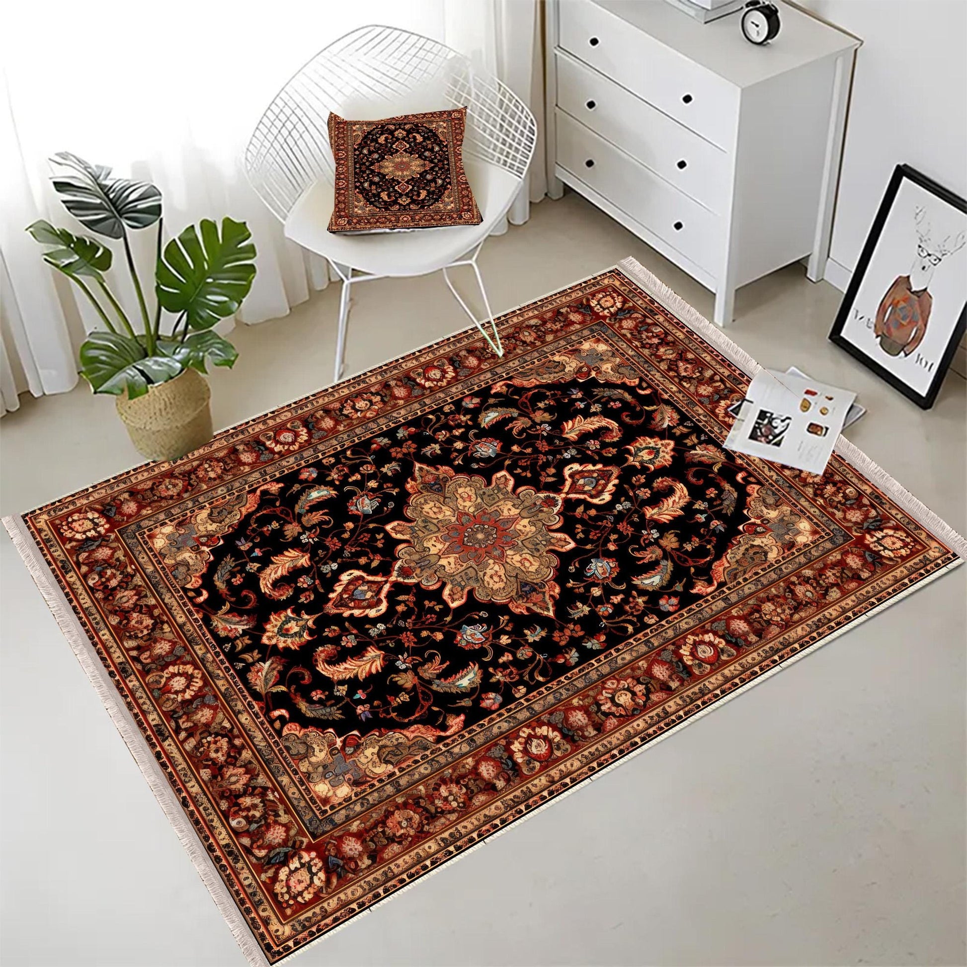 Persian Vintage Victorian Style Rug, Brown Turkish Medieval Carpet, Soft Textured Kitchen Runner, Bohemian Area Rug for Living Room Bedroom