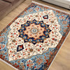 Persian Vintage Style Rug, Blue Red Turkish Ottoman Carpet, Soft Textured Kitchen Runner, Bohemian Area Rugs for Living Room & Bedroom
