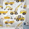 Yellow Construction Equipment Sheer Curtain for Kids Room, Lightweight Bulldozer Truck Nursery Net Voile, Kids Room Window Drapes