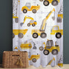 Yellow Construction Equipment Sheer Curtain for Kids Room, Lightweight Bulldozer Truck Nursery Net Voile, Kids Room Window Drapes