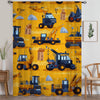Yellow Construction Equipment  Sheer Curtain for Kids Room, Lightweight Work Machine Nursery Net Voile, Kids Room Window Drapes