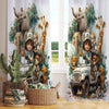 Safari Woodland Animals Sheer Curtain for Kids Room, Lightweight Giraffe Elephants Leon Nursery Net Voile, Kids Room Window Drapes