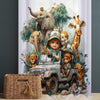 Safari Woodland Animals Sheer Curtain for Kids Room, Lightweight Giraffe Elephants Leon Nursery Net Voile, Kids Room Window Drapes