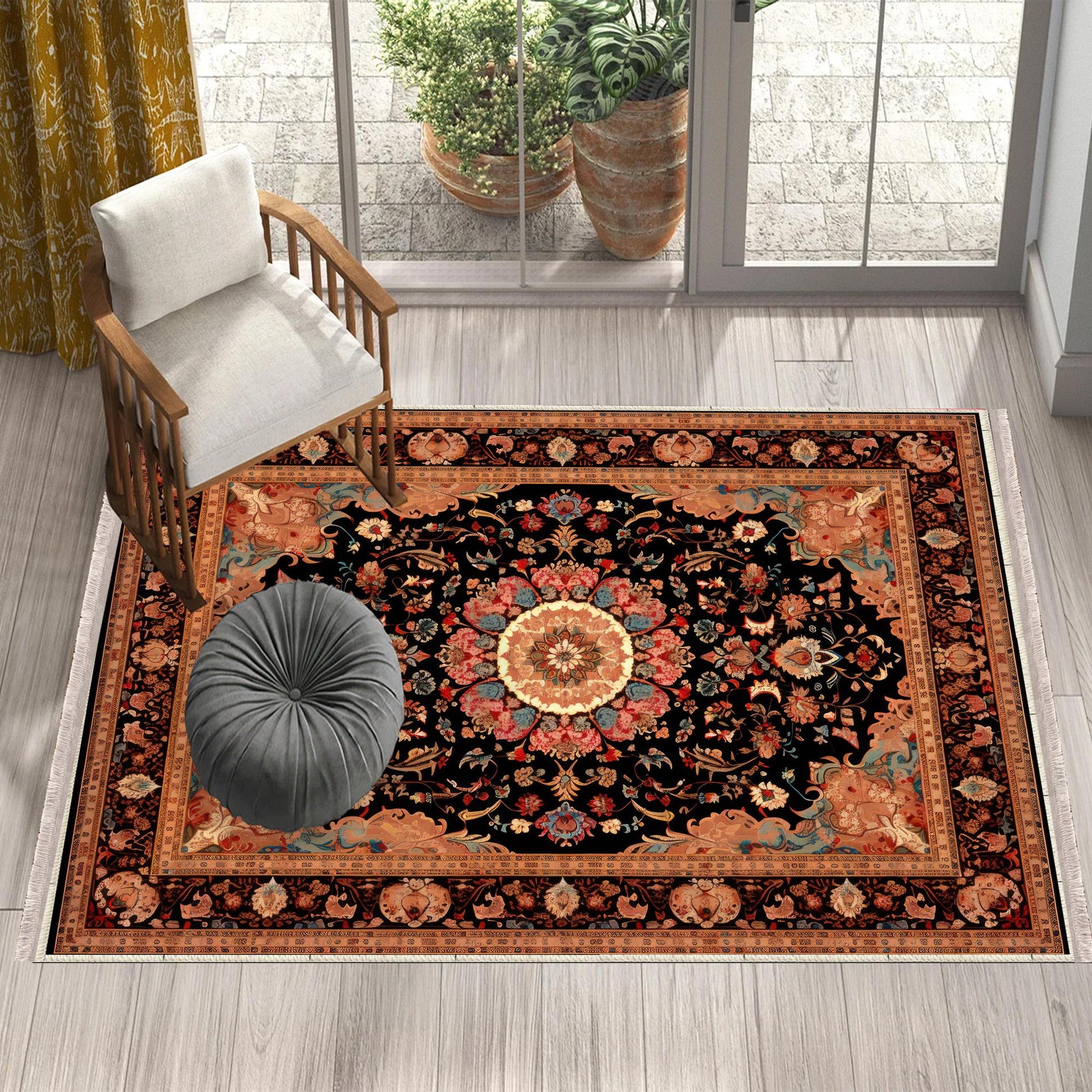 Persian Vintage Victorian Style Rug, Brown Turkish Medieval Carpet, Soft Textured Kitchen Runner, Bohemian Area Rug for Living Room Bedroom