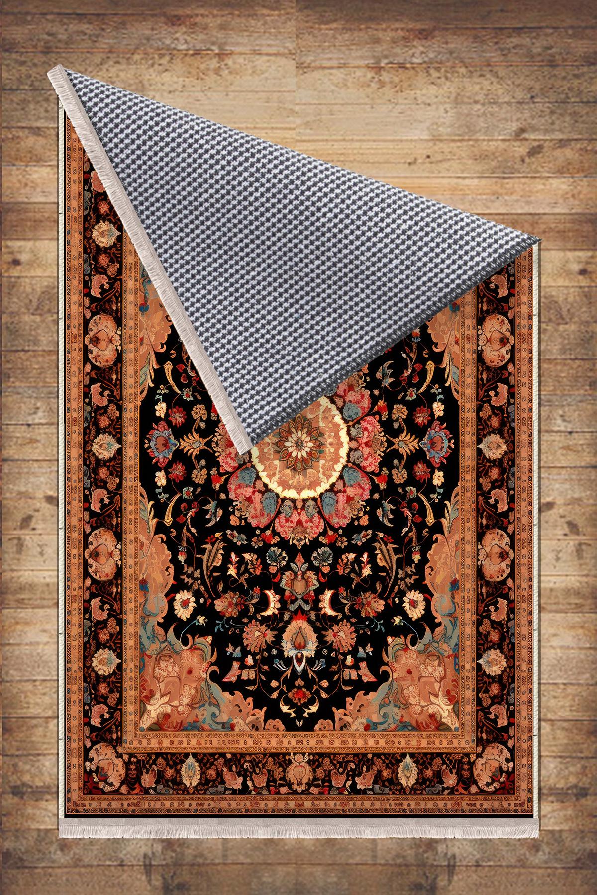 Persian Vintage Victorian Style Rug, Brown Turkish Medieval Carpet, Soft Textured Kitchen Runner, Bohemian Area Rug for Living Room Bedroom