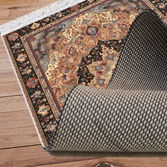 Persian Vintage Victorian Rug, Brown Turkish Medieval Carpet, Soft Textured Kitchen Runner, Bohemian Area Rug for Living Room Bedroom