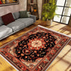 Persian Floral Victorian Rug, Brown Orange Turkish Medieval Carpet, Soft Textured Kitchen Runner, Bohemian Area Rug for Living Room Bedroom