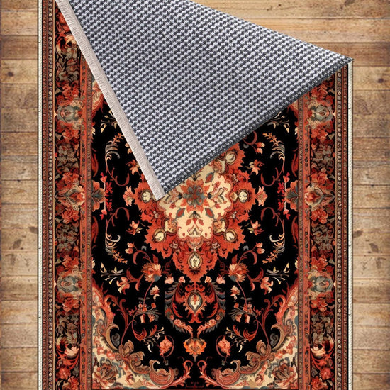 Persian Floral Victorian Rug, Brown Orange Turkish Medieval Carpet, Soft Textured Kitchen Runner, Bohemian Area Rug for Living Room Bedroom