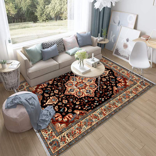 Persian Floral Victorian Rug Brown Orange Turkish Medieval Carpet Soft Textured Kitchen Runner Bohemian Area Rug