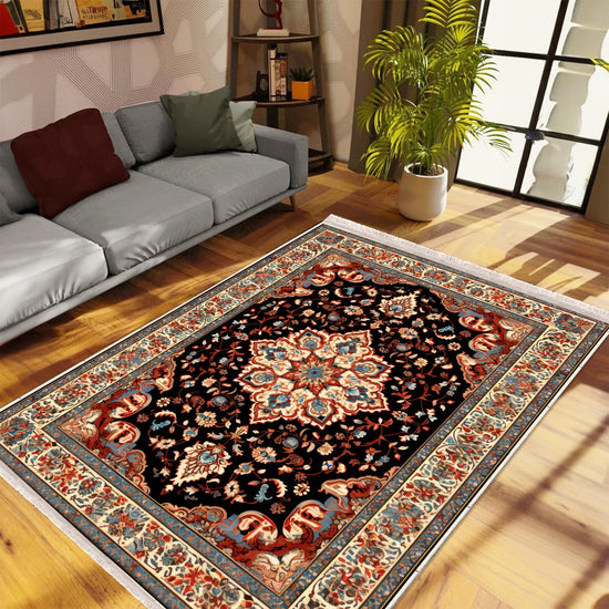 Persian Floral Victorian Rug Brown Orange Turkish Medieval Carpet Soft Textured Kitchen Runner Bohemian Area Rug